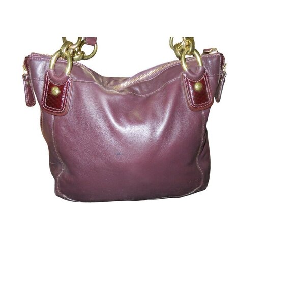 Coach 2011 Kristin Ostrich Embossed Mixed Leather Plum Purple Satchel - Picture 2 of 14